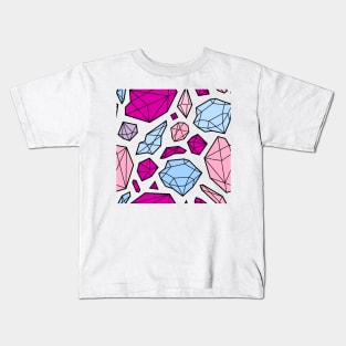 Rough Diamond Fashion Print Pink Blue White Kids T-Shirt